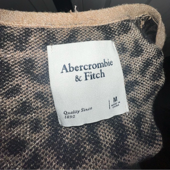 Abercrombie & Fitch Womens Medium Brown Animal Print Knit Sweater Top A&F M Soft - Picture 4 of 13